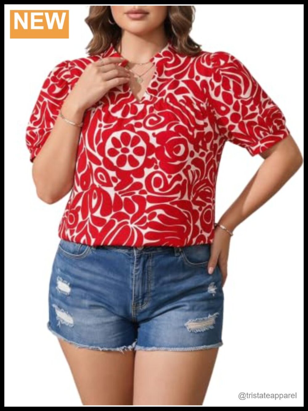 Women's Plus Size Boho Floral Puff Sleeve Blouse V Neck Casual Summer